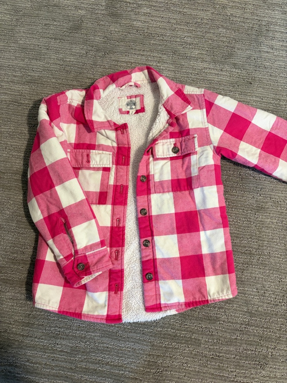 Bass Pro Shops Pink and White Buffalo Plaid Sherpa Jacket